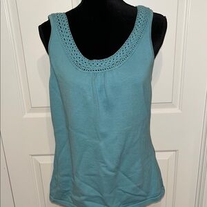 Crochet trimmed sweater tank